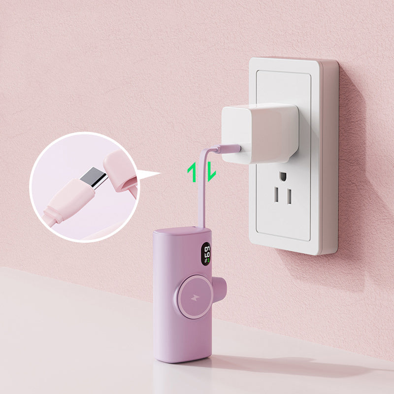 NexTECH® | Mini Capsule Power Bank med Trådløs Ur Oplader