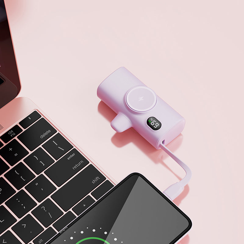 NexTECH® | Mini Capsule Power Bank med Trådløs Ur Oplader