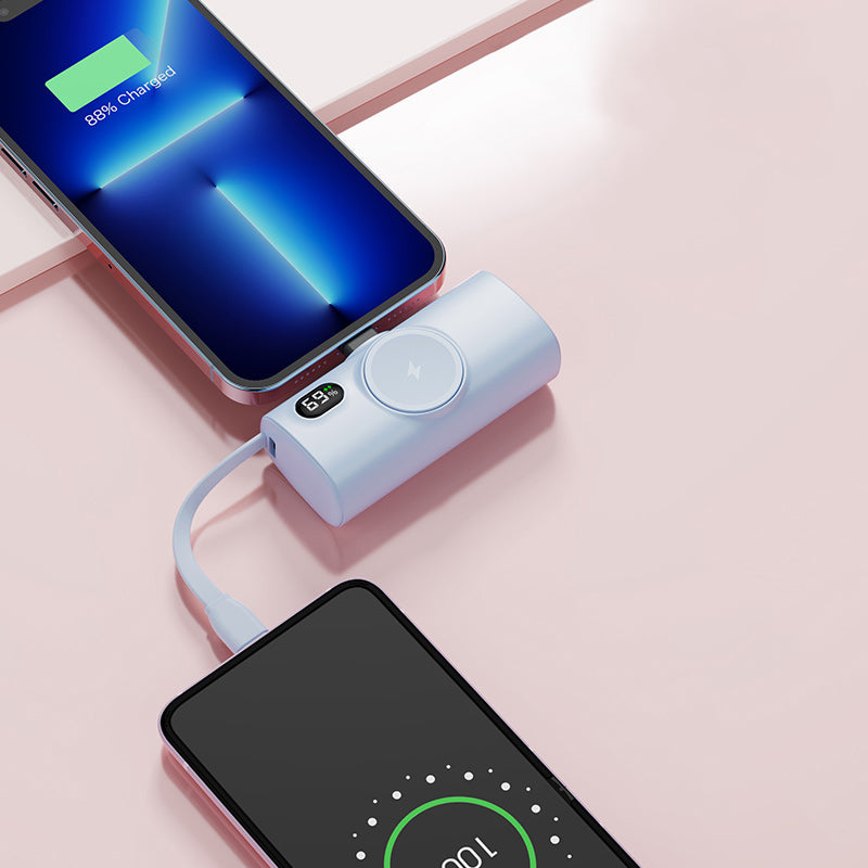 NexTECH® | Mini Capsule Power Bank med Trådløs Ur Oplader