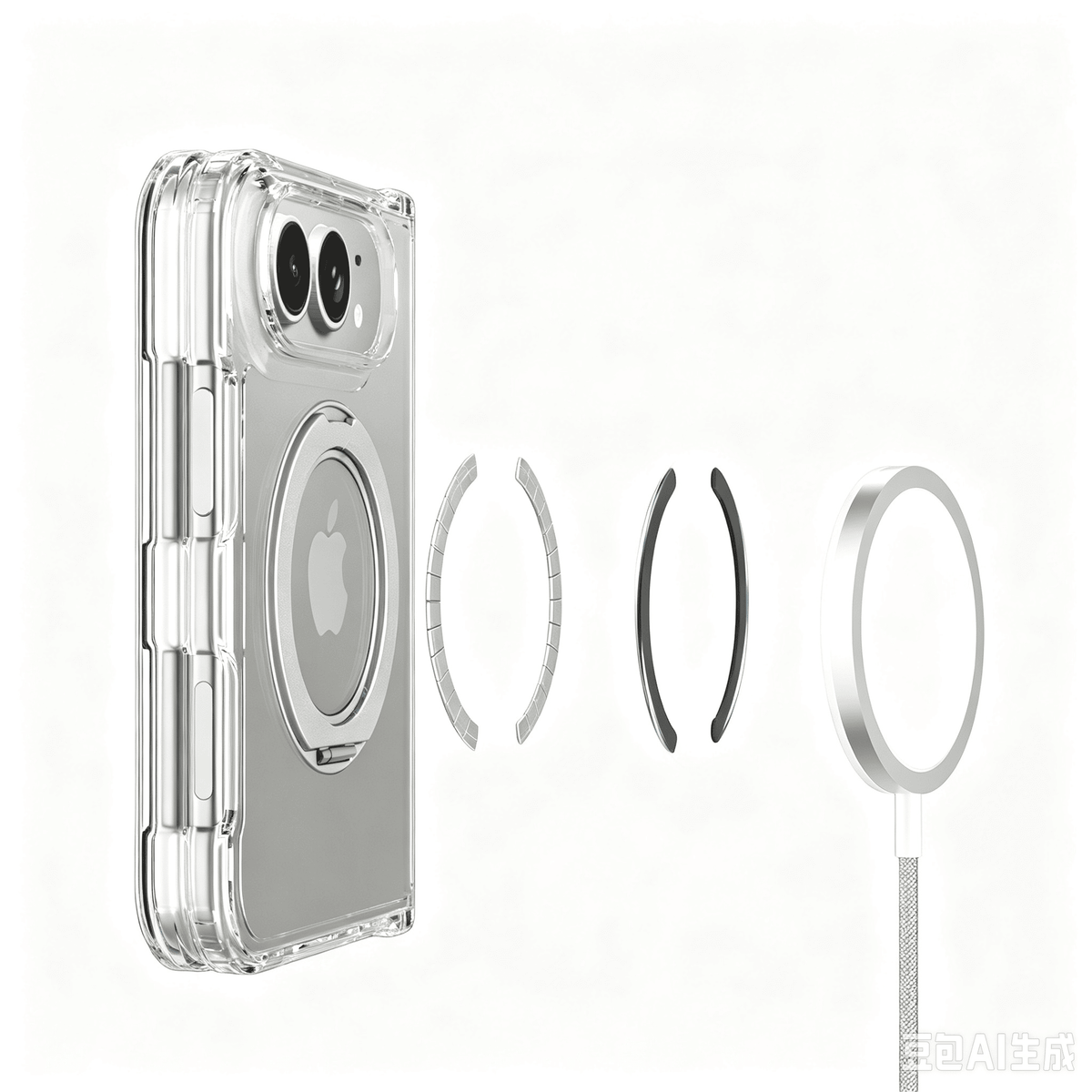 NexTECH® | Clear MagSafe Full-Cover Case with Stand for iPhone Duo
