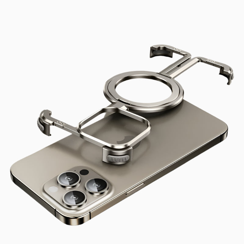NexTECH® | Bezel-Less Metal Case with Kickstand & Magnetic Back for iPhone