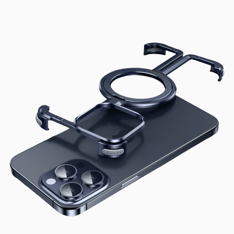 NexTECH® | Bezel-Less Metal Case with Kickstand & Magnetic Back for iPhone