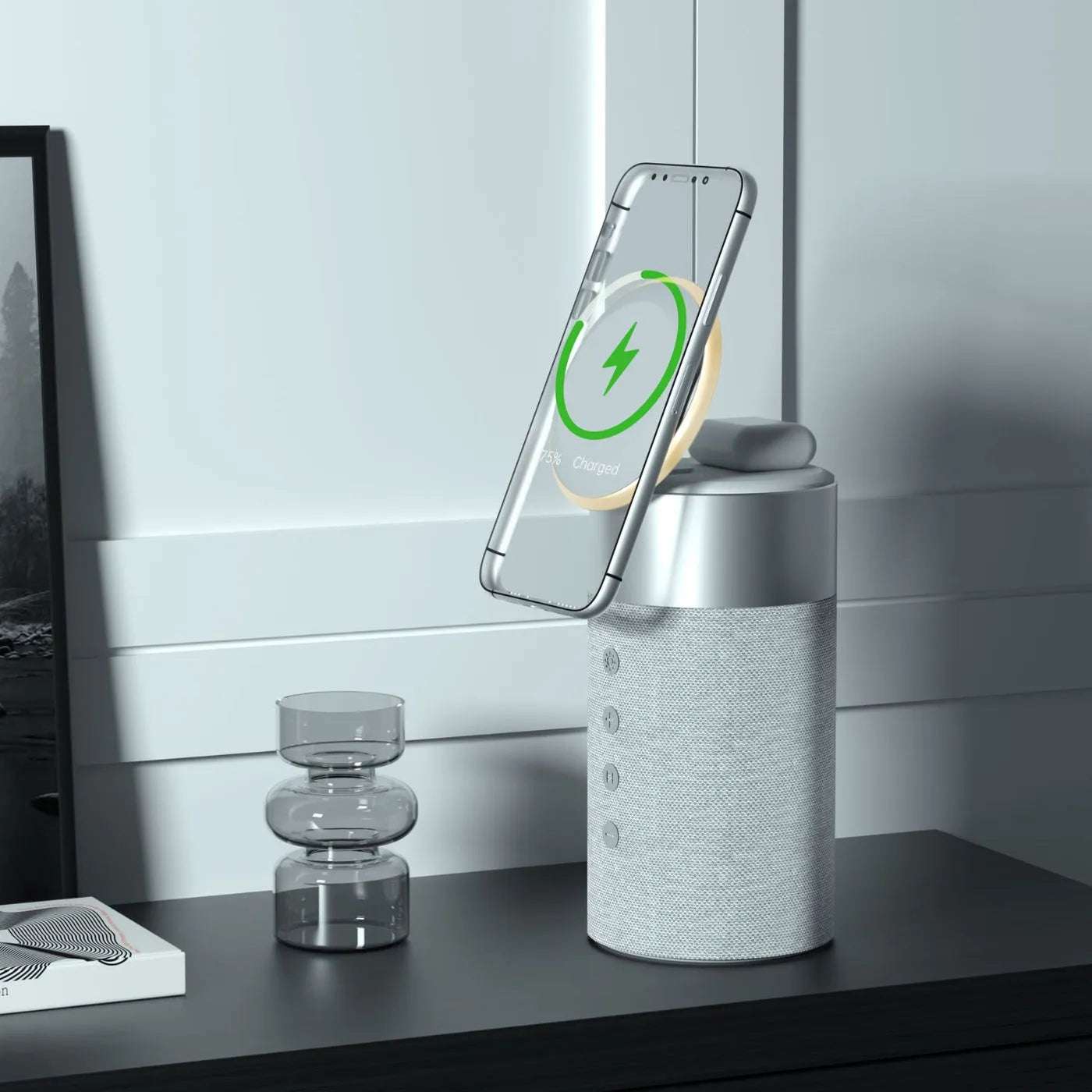 NexTECH® | 3-in-1 MagSafe Wireless Charger with Bluetooth Speaker&Touch Lamp - NexTECH
