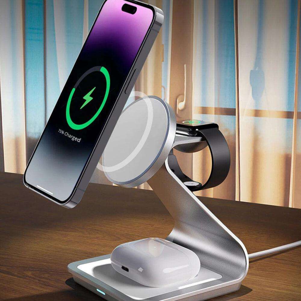 NexTECH® | 3-in-1 Metal Magnetic Wireless Charger - NexTECH