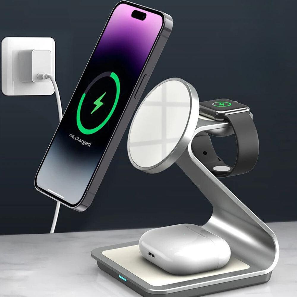 NexTECH® | 3-in-1 Metal Magnetic Wireless Charger - NexTECH