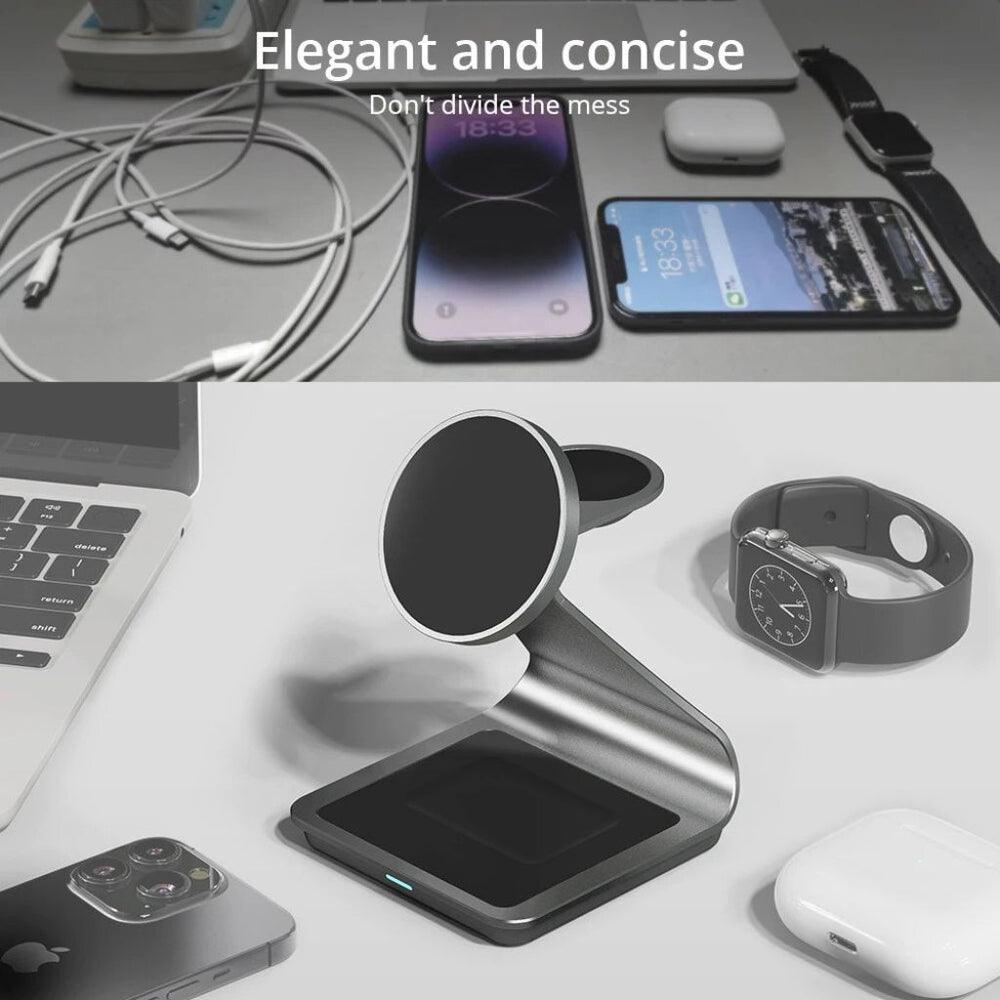 NexTECH® | 3-in-1 Metal Magnetic Wireless Charger - NexTECH