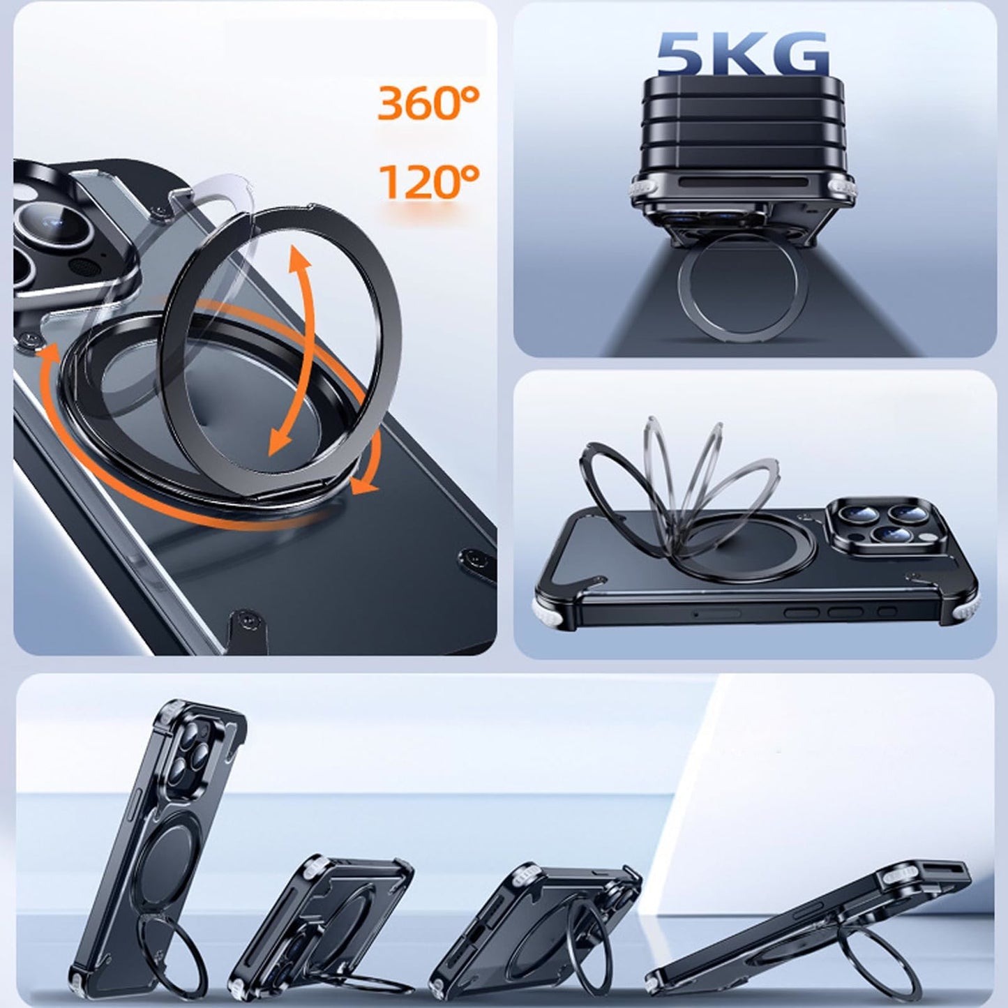 NexTECH® | Magnetic Shockproof Case with Full-Metal 360° Rotation Bracket for iPhone