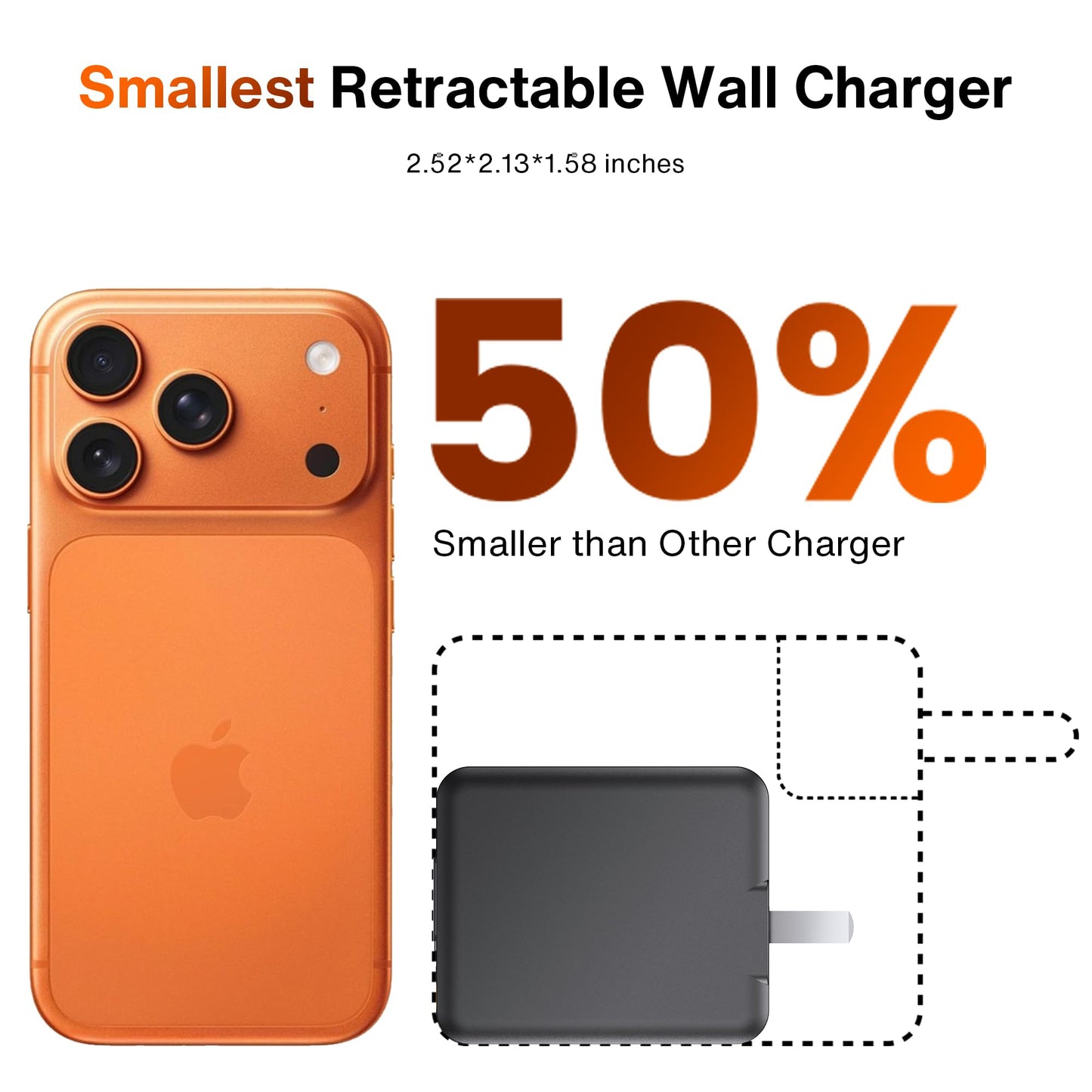 NexTECH® | 4-in-1 Retractable Fast Wall Charger – 84W Dual USB & Type-C Cables