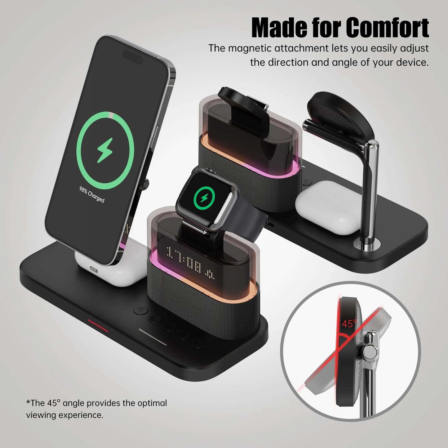 NexTECH® | 3-in-1 Wireless Charger With Alarm Clock - NexTECH