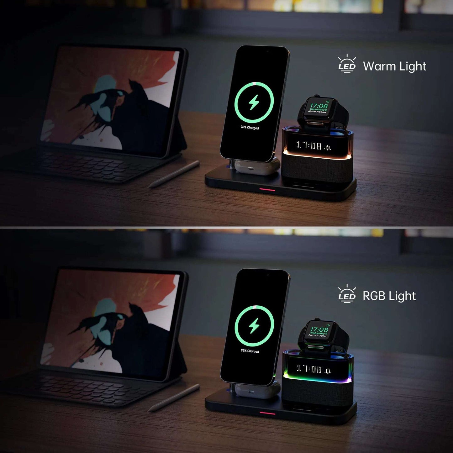 NexTECH® | 3-in-1 Wireless Charger With Alarm Clock - NexTECH