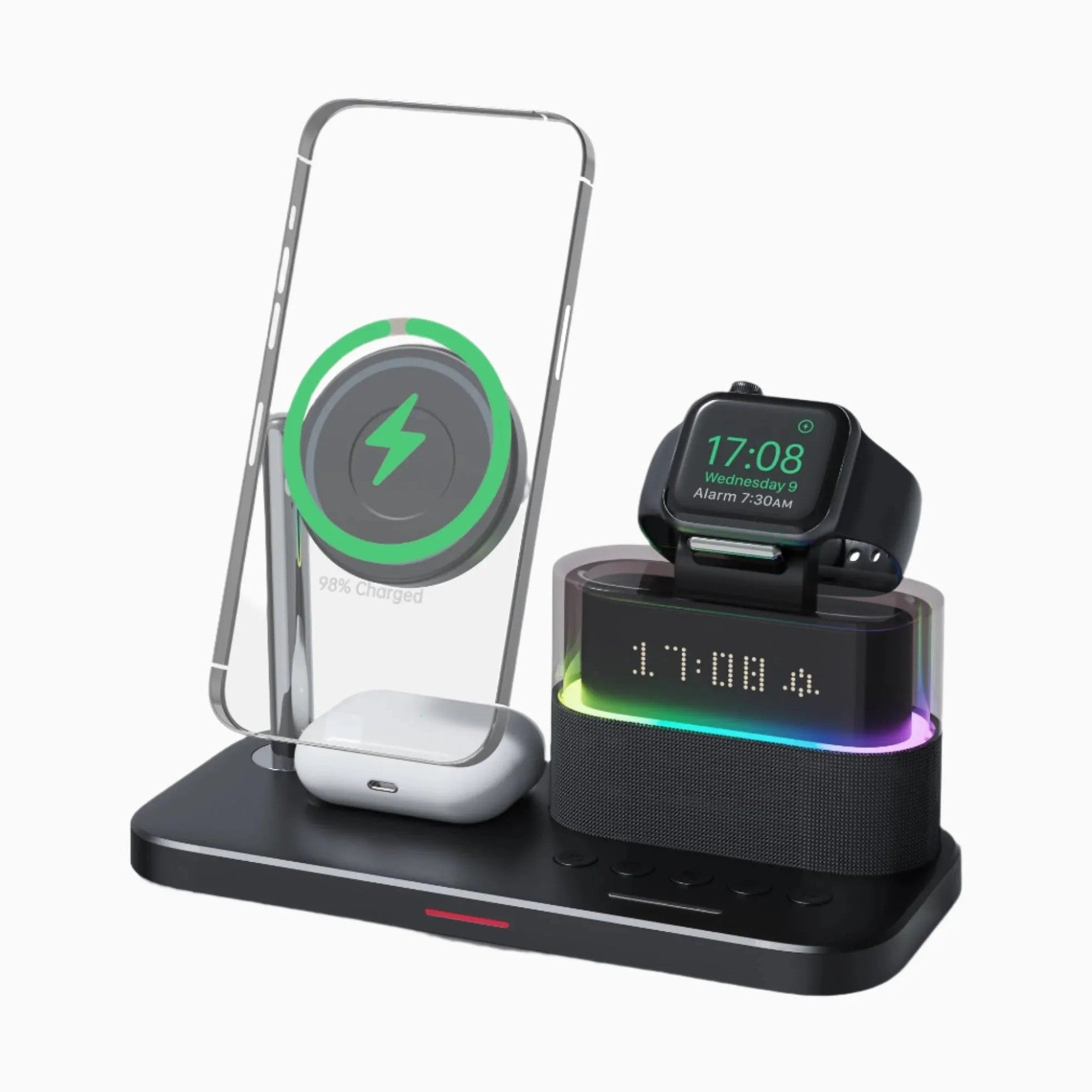 NexTECH® | 3-in-1 Wireless Charger With Alarm Clock - NexTECH