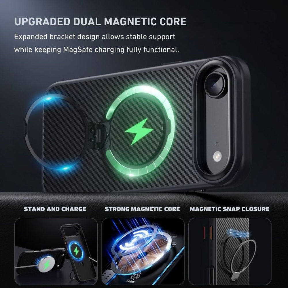NexTECH® | Carbon Magnetic Case with 360° Stand for iPhone - NexTECH - iPhone 17