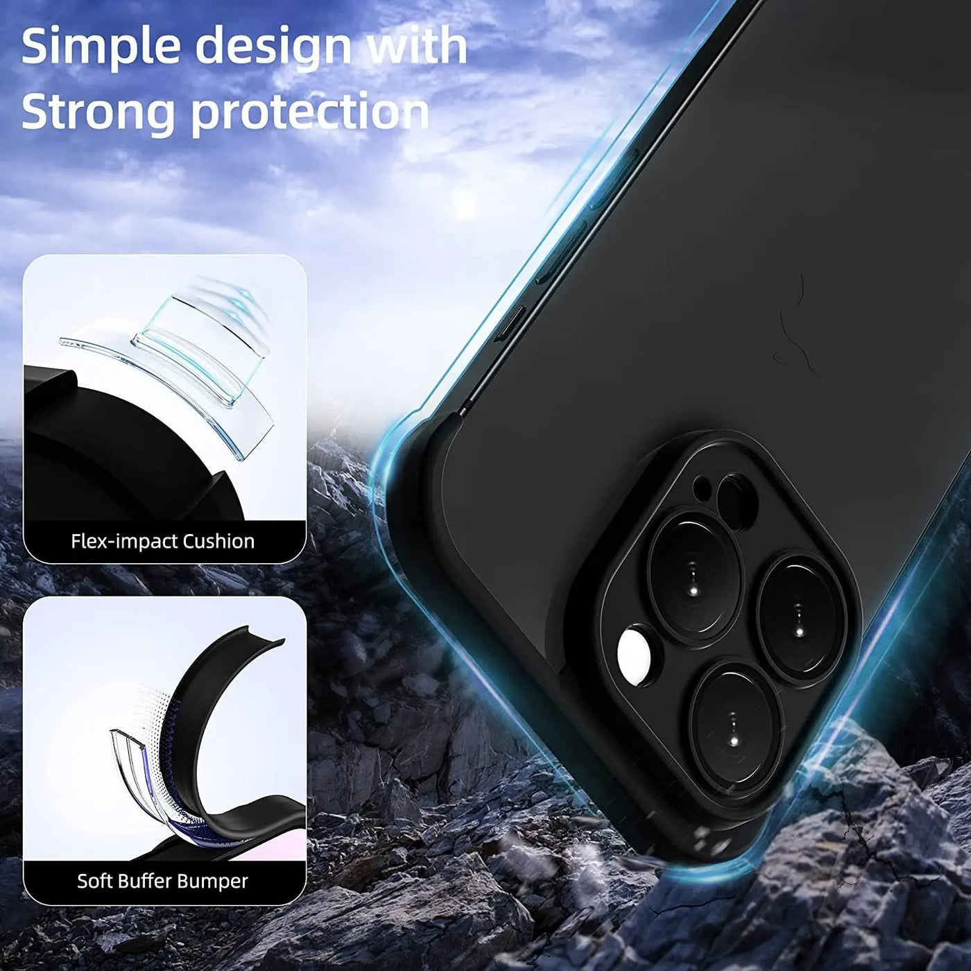 NexTECH® | Bezel-less Shockproof Case with Corner Pads & Lens Protection for iPhone