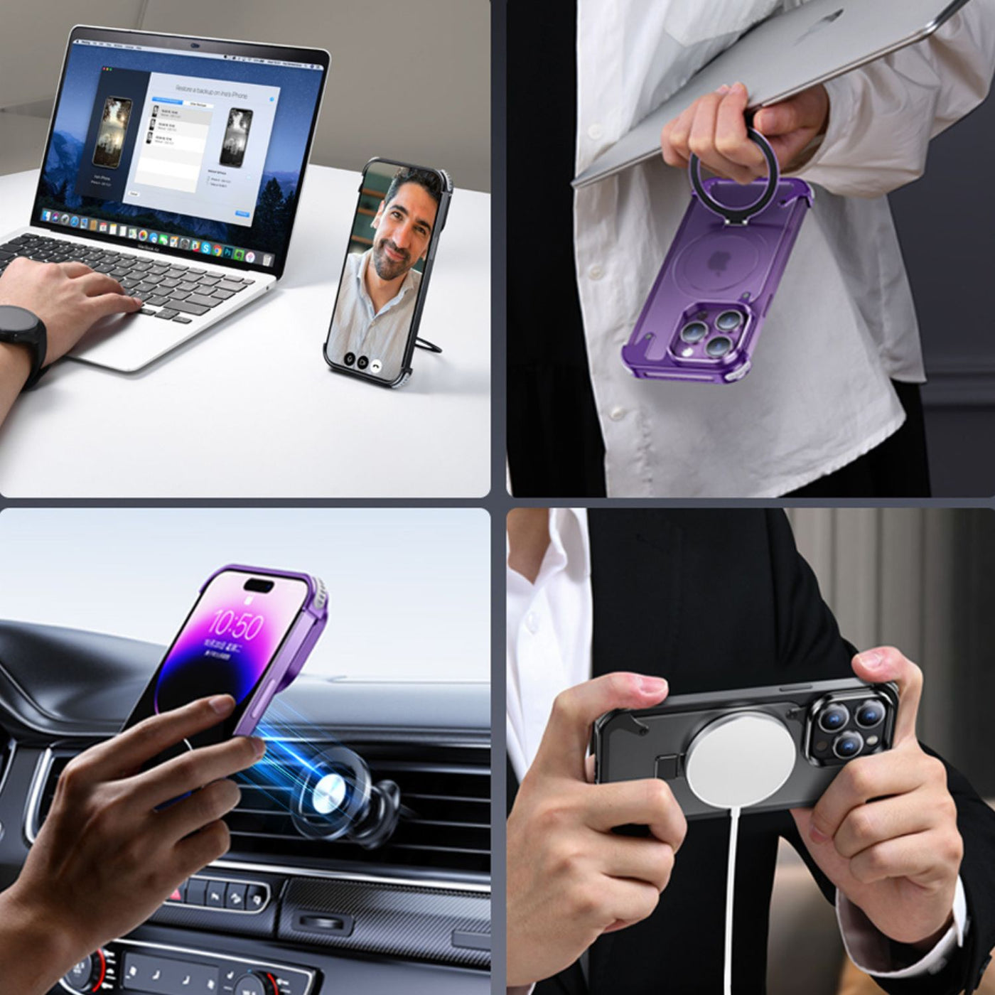NexTECH® | Magnetic Shockproof Case with Full-Metal 360° Rotation Bracket for iPhone