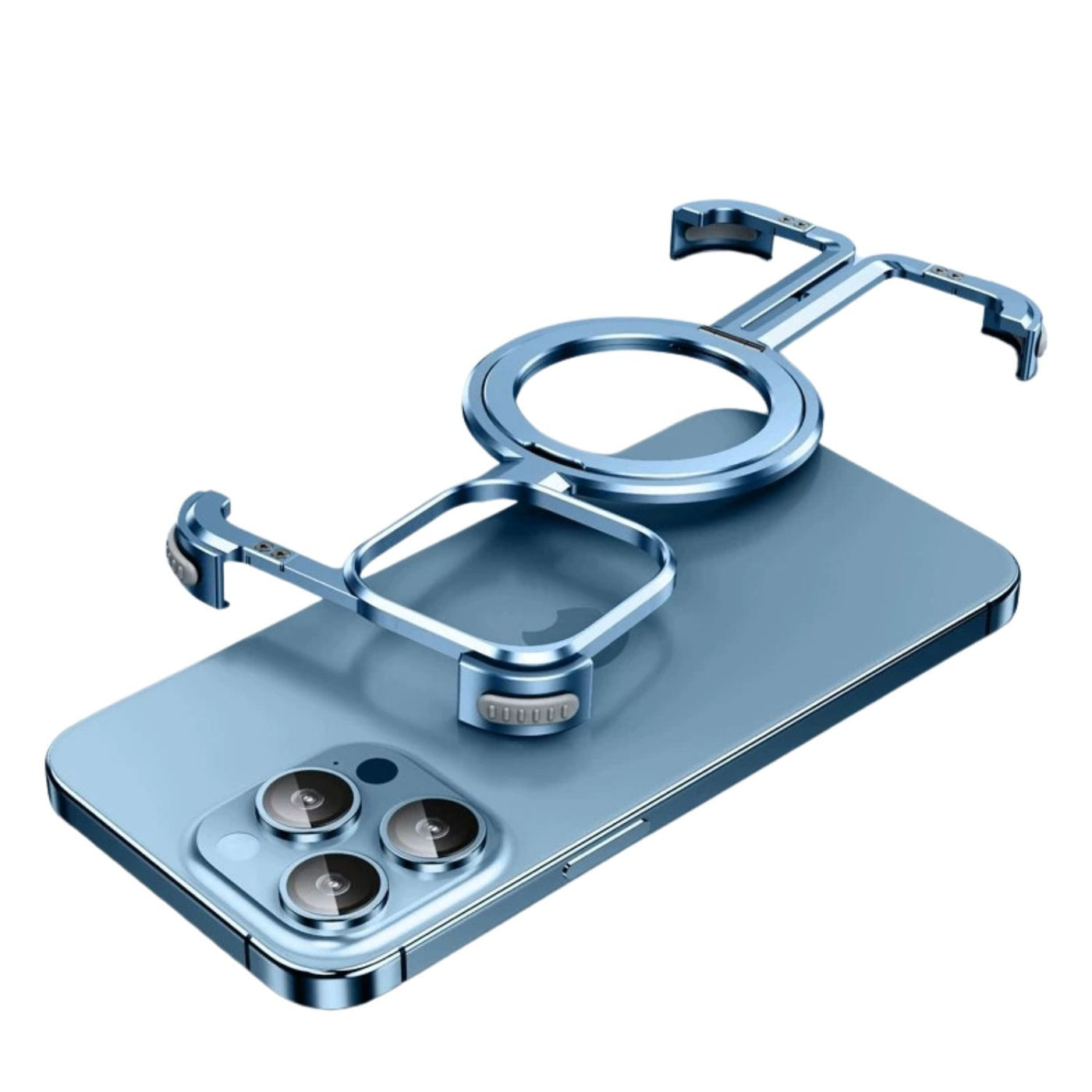 NexTECH® | Bezel-Less Metal Case with Kickstand & Magnetic Back for iPhone