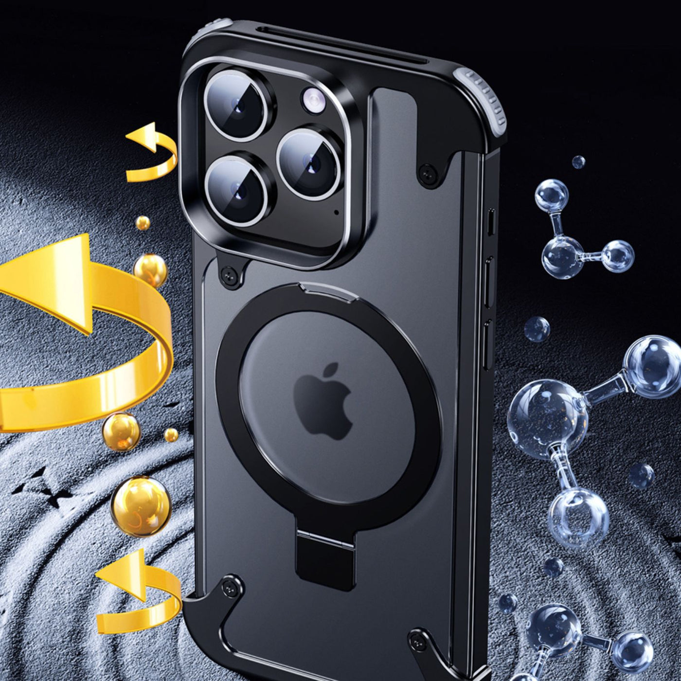 NexTECH® | Magnetic Shockproof Case with Full-Metal 360° Rotation Bracket for iPhone
