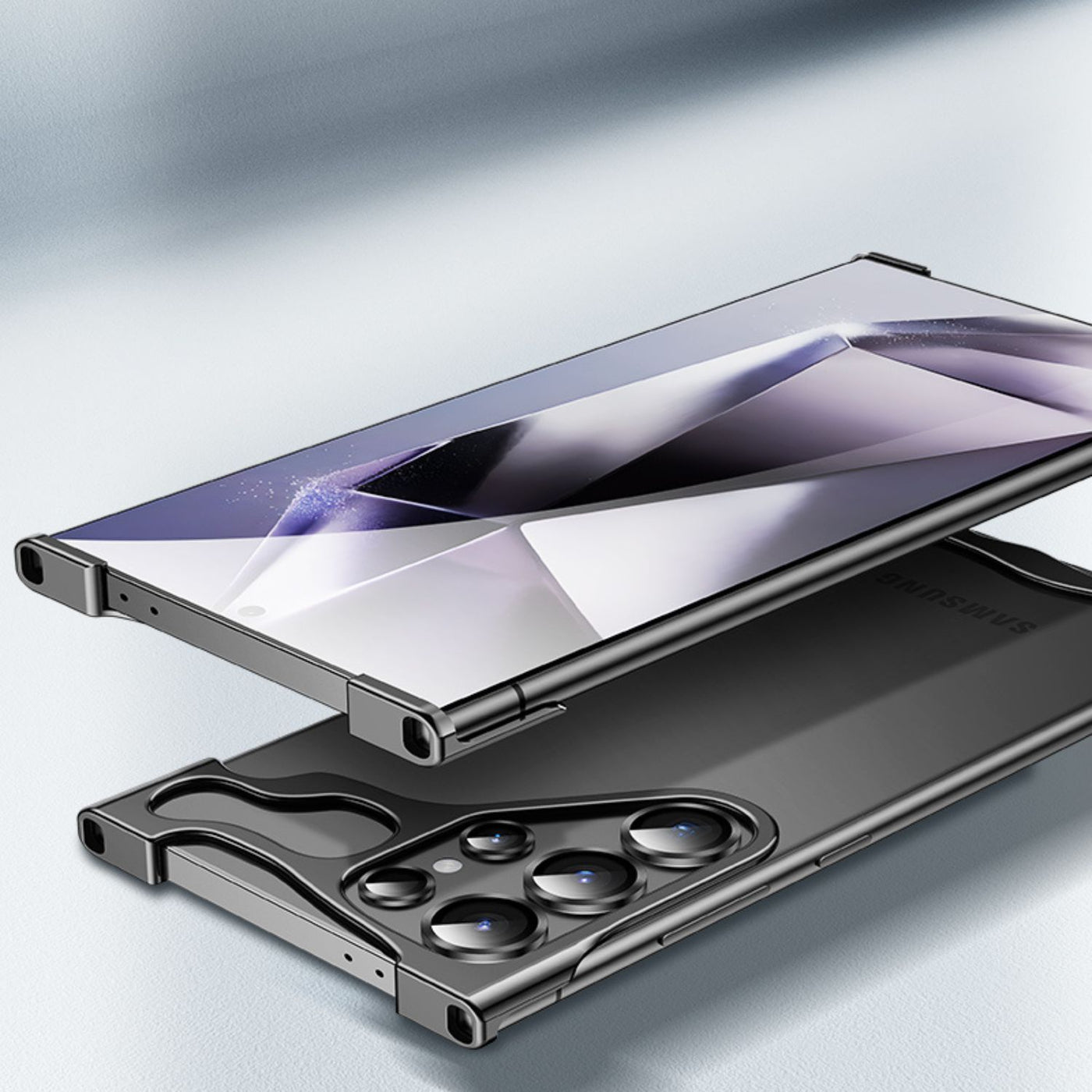 NexTECH® | Bezel-less Anti-Drop Case with Metal Corner Pads for Samsung Galaxy