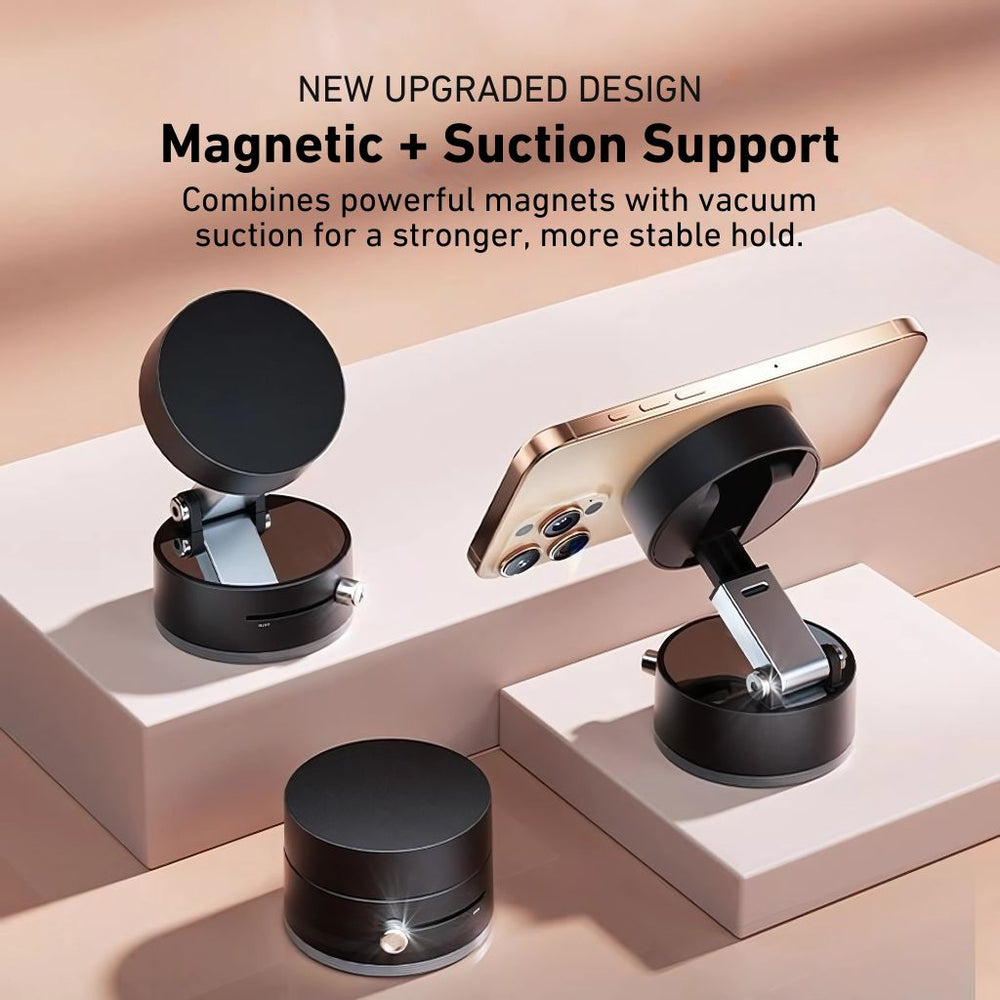 NexTECH® | Vacuum Suction Magnetic Phone Mount with Foldable & Retractable Stand