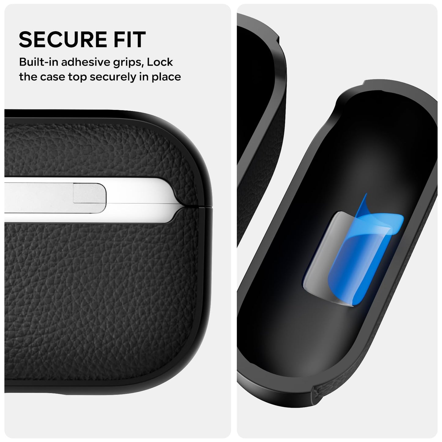 NexTECH® | Premium Leather-Textured AirPods Case with Spring Ring