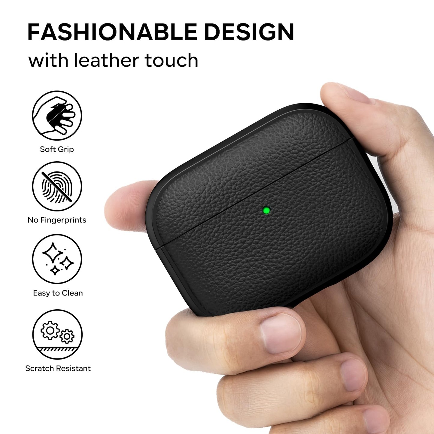 NexTECH® | Premium Leather-Textured AirPods Case with Spring Ring