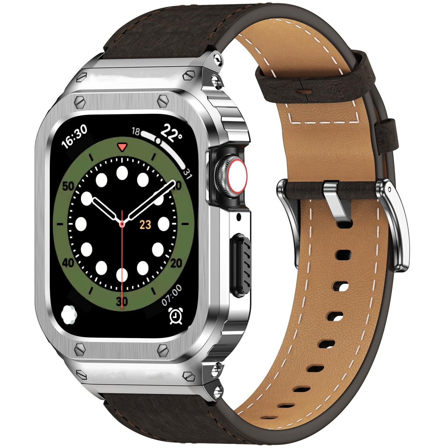 NexTECH® | Premium Leather Band with Stainless Steel Case for Apple Watch