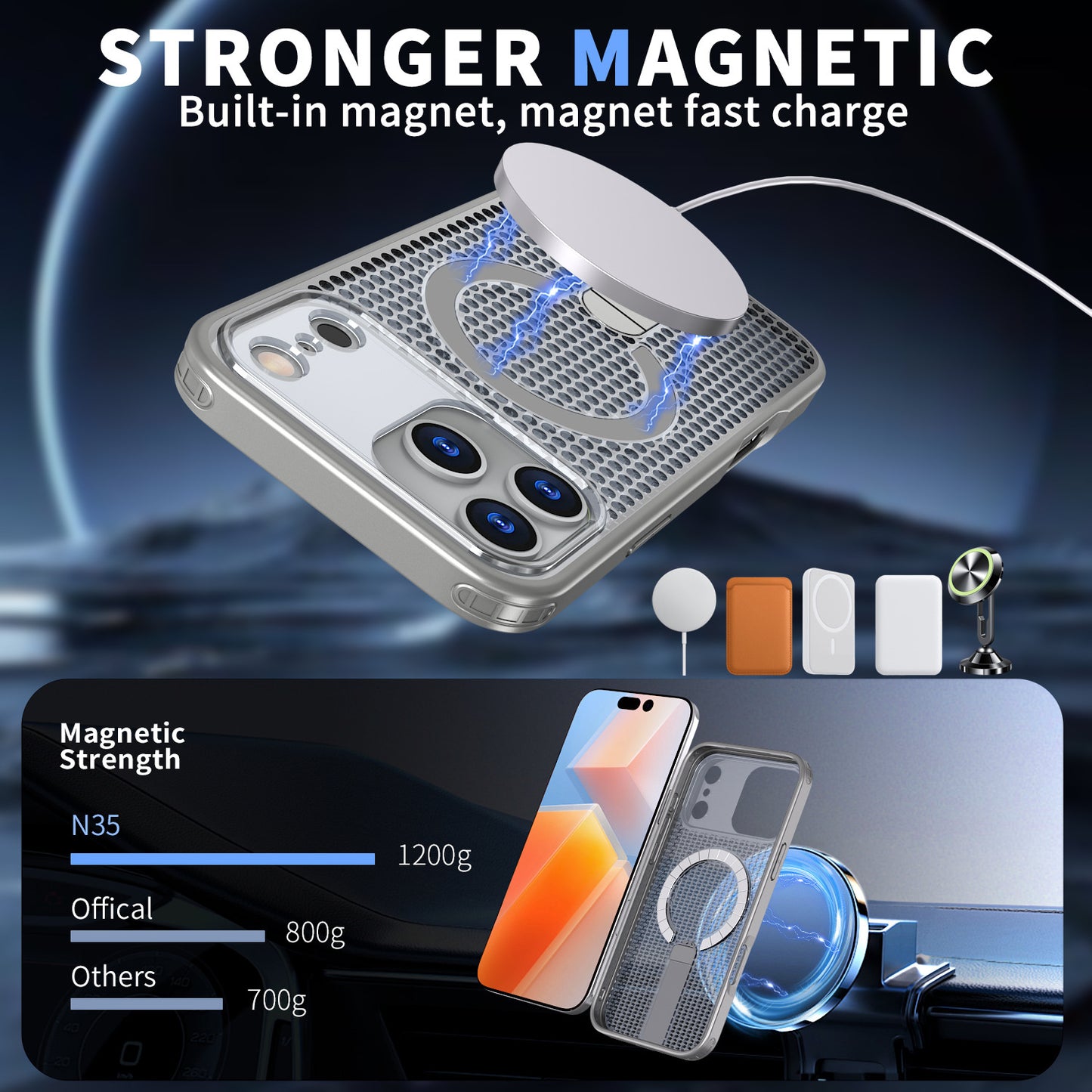 NexTECH® | Magnetic Stand Case with Heat-Dissipation for iPhone 17 Series
