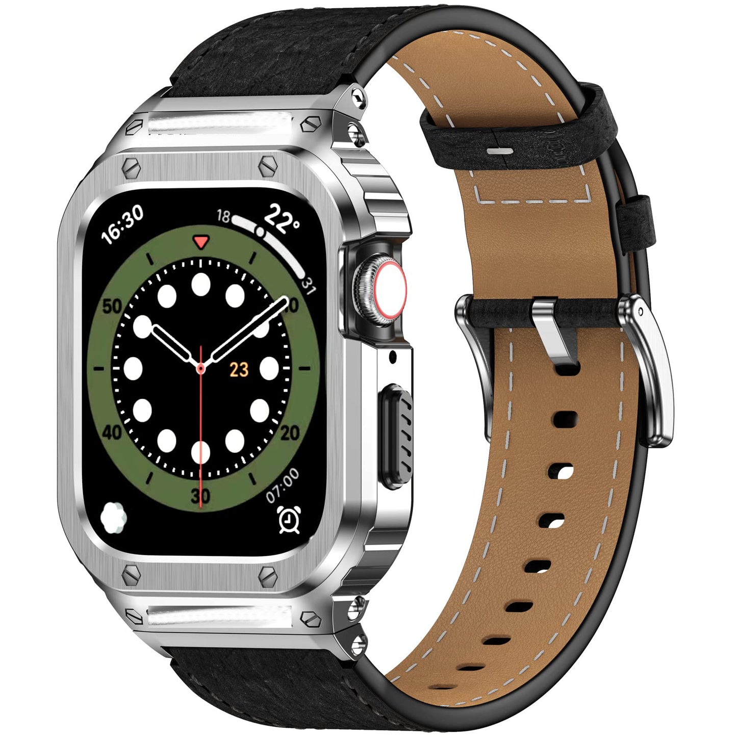 NexTECH® | Premium Leather Band with Stainless Steel Case for Apple Watch