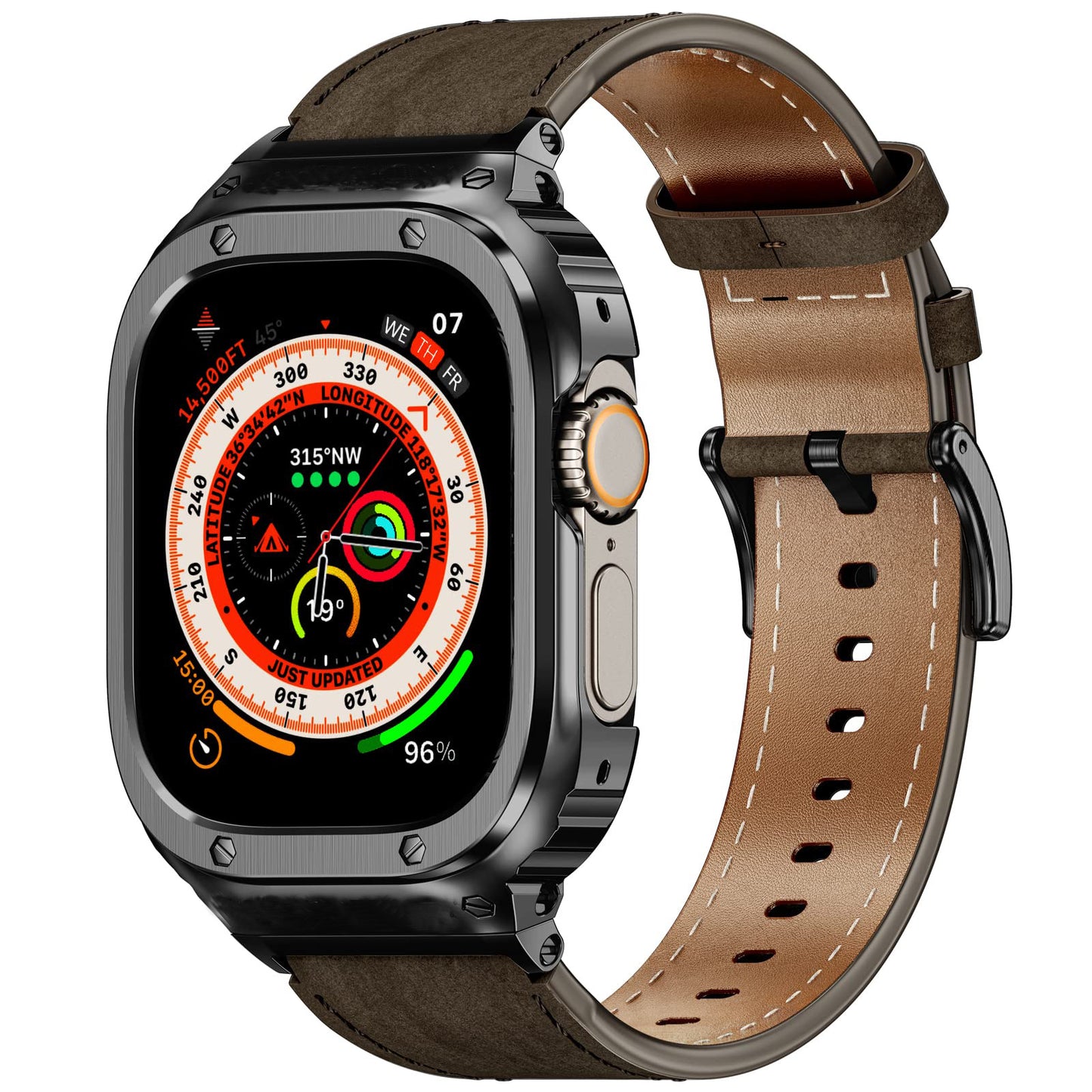 NexTECH® | Premium Leather Band with Stainless Steel Case for Apple Watch