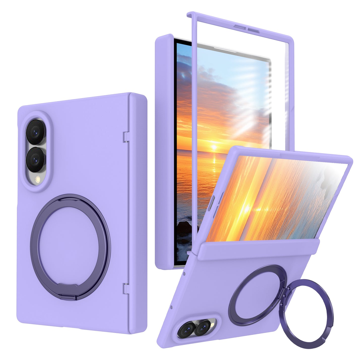 NexTECH® | Full-Cover Magnetic Case with 360° Rotating Ring for Galaxy Z Fold Series
