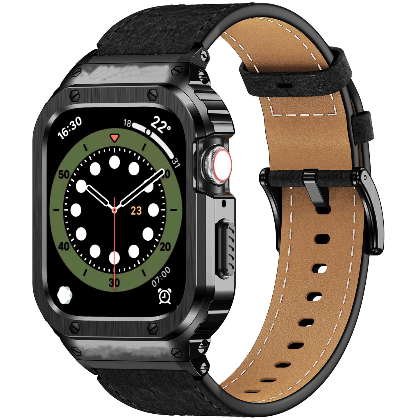 NexTECH® | Premium Leather Band with Stainless Steel Case for Apple Watch