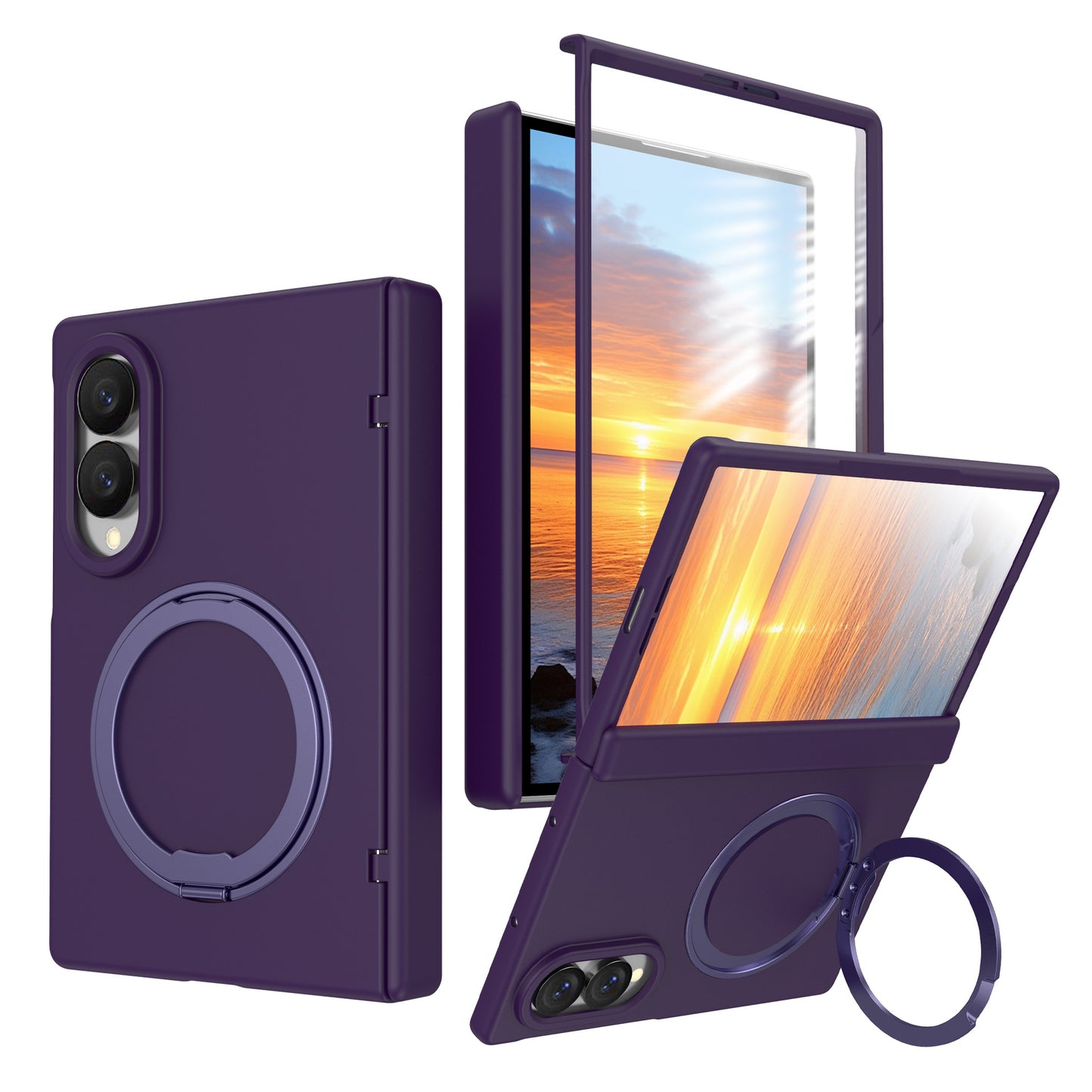 NexTECH® | Full-Cover Magnetic Case with 360° Rotating Ring for Galaxy Z Fold Series