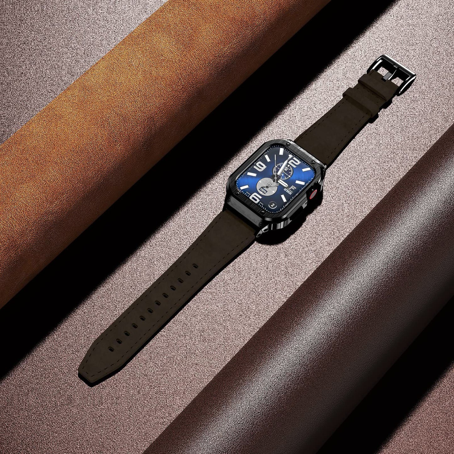 NexTECH® | Premium Leather Band with Stainless Steel Case for Apple Watch
