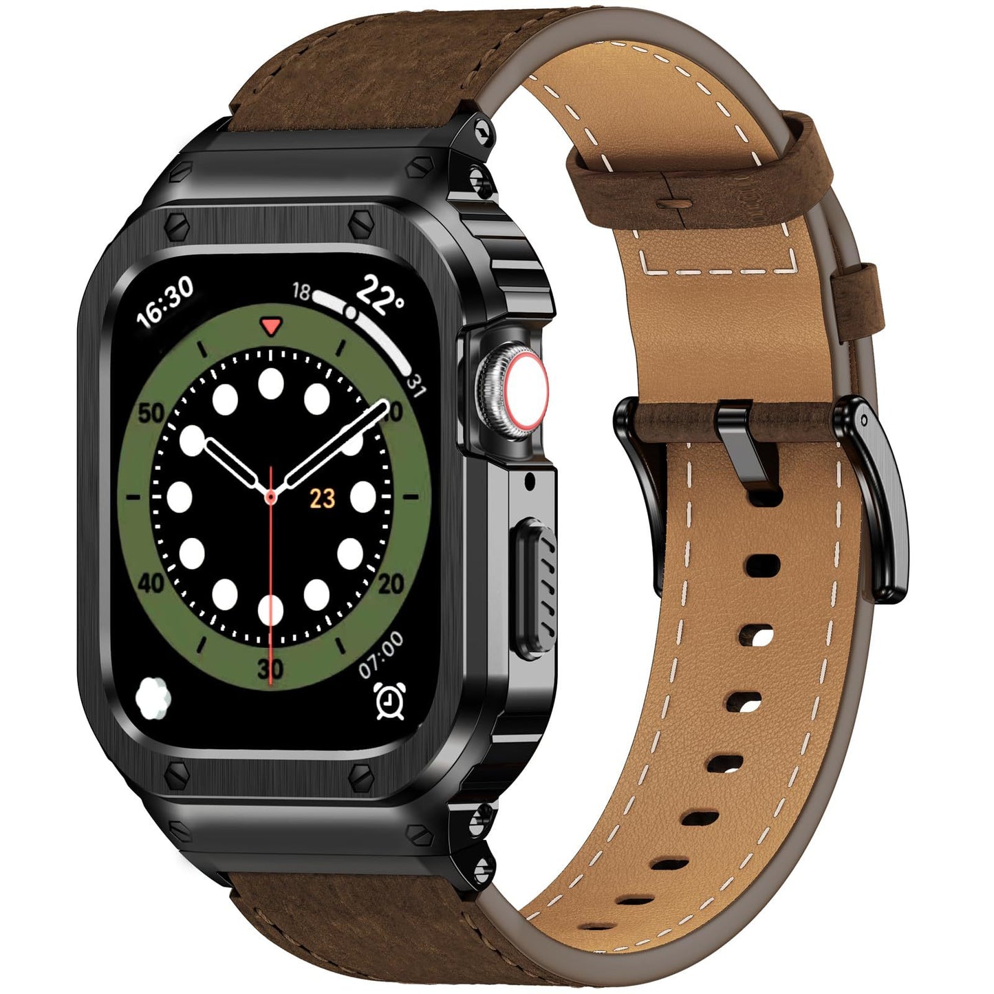 NexTECH® | Premium Leather Band with Stainless Steel Case for Apple Watch