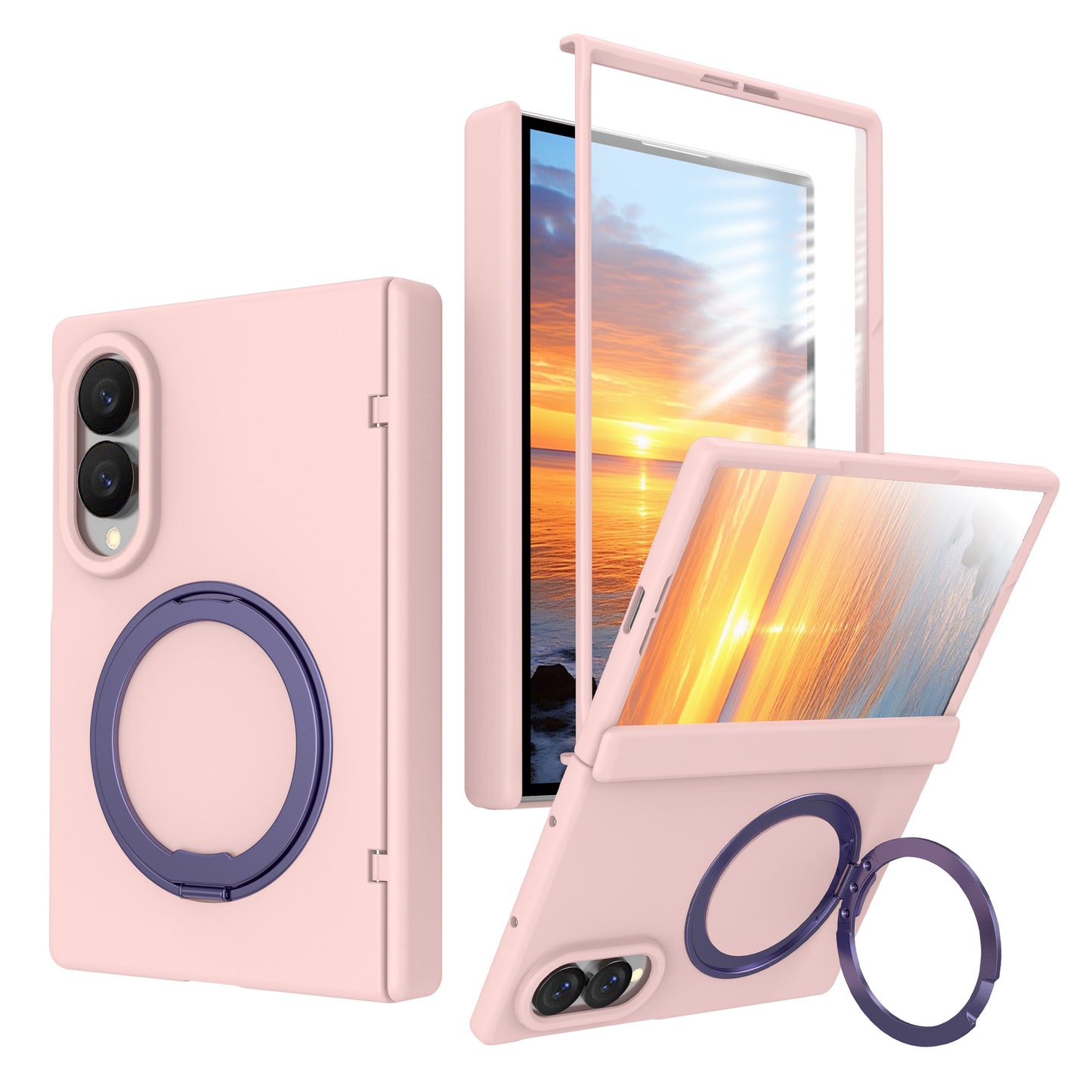 NexTECH® | Full-Cover Magnetic Case with 360° Rotating Ring for Galaxy Z Fold Series