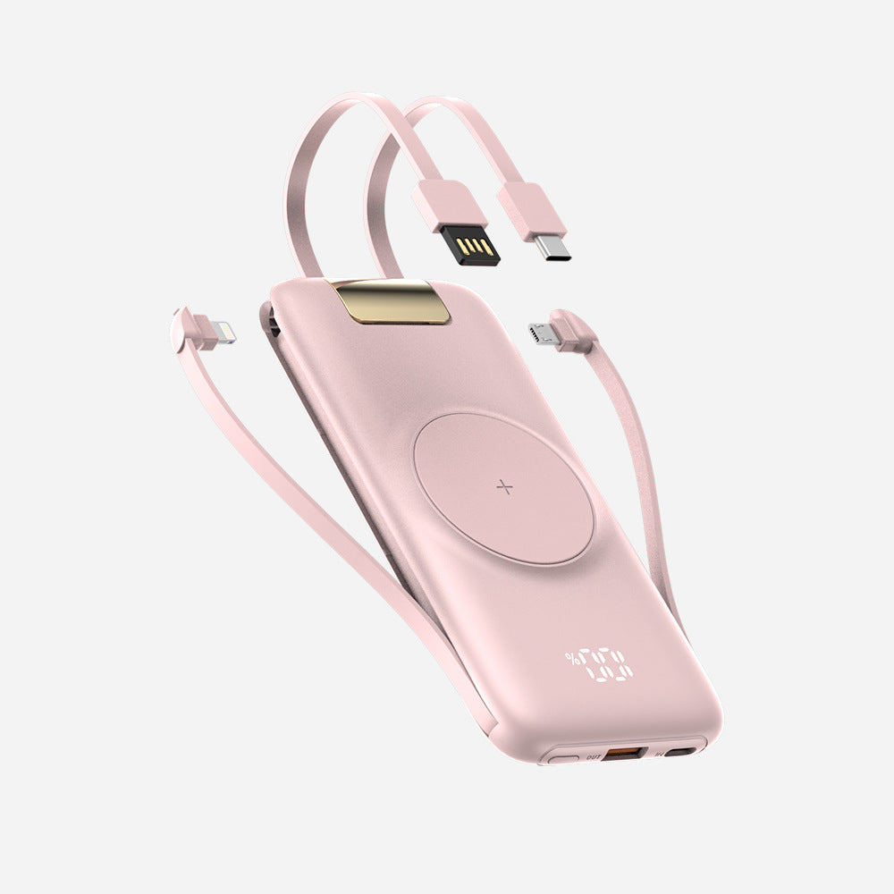 NexTECH® | Wireless Power Bank with Built-In Cable Cable & Stand for Multi-Device