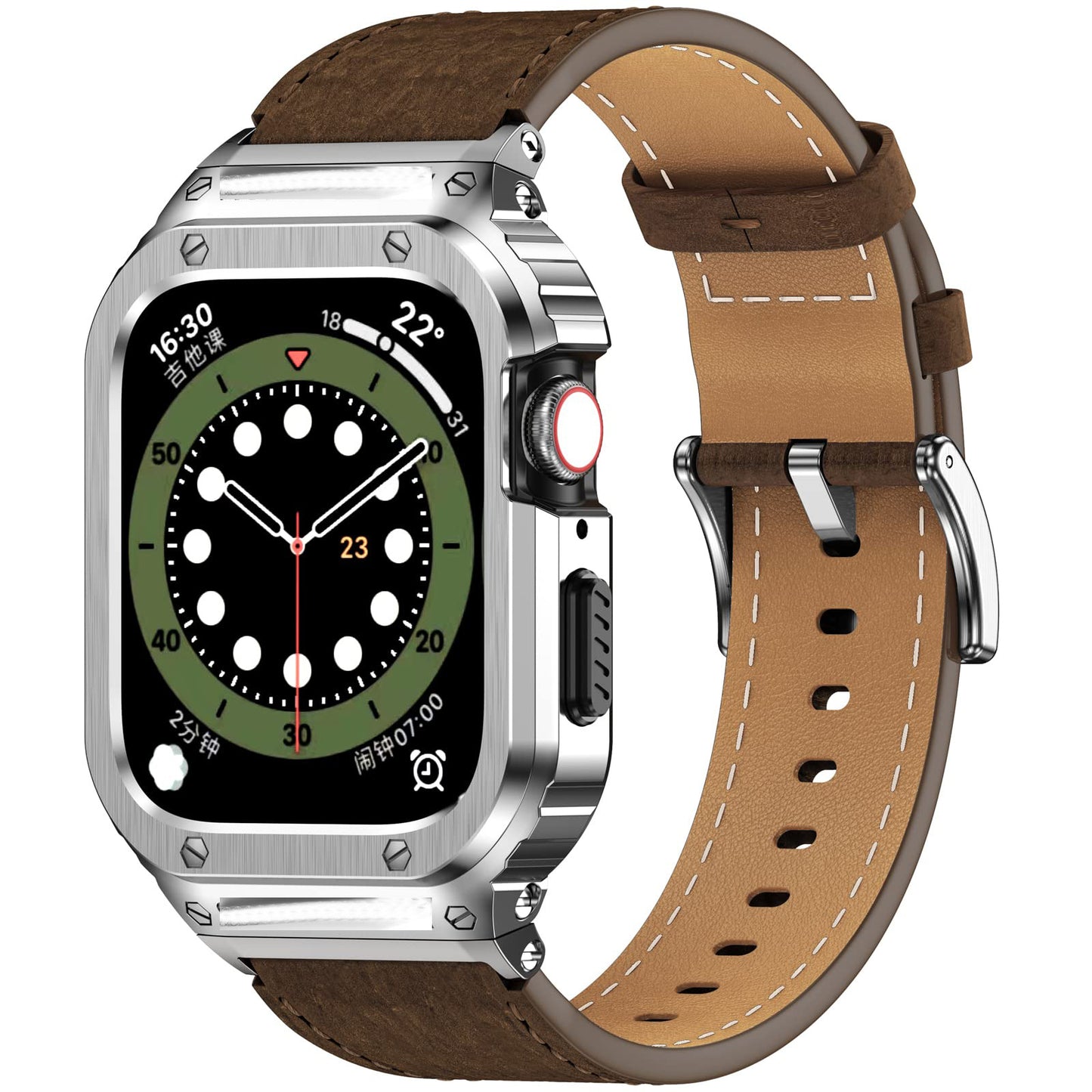 NexTECH® | Premium Leather Band with Stainless Steel Case for Apple Watch