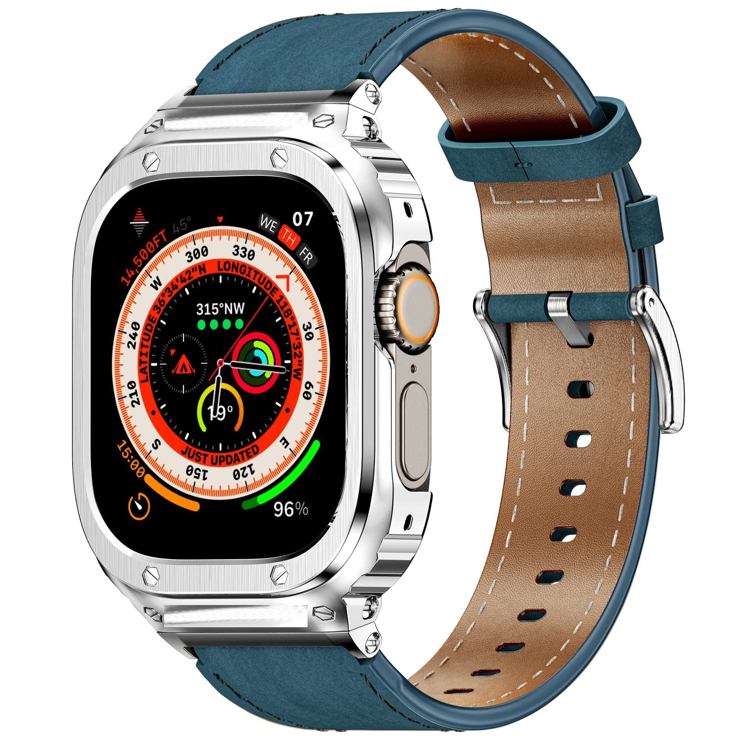 NexTECH® | Premium Leather Band with Stainless Steel Case for Apple Watch