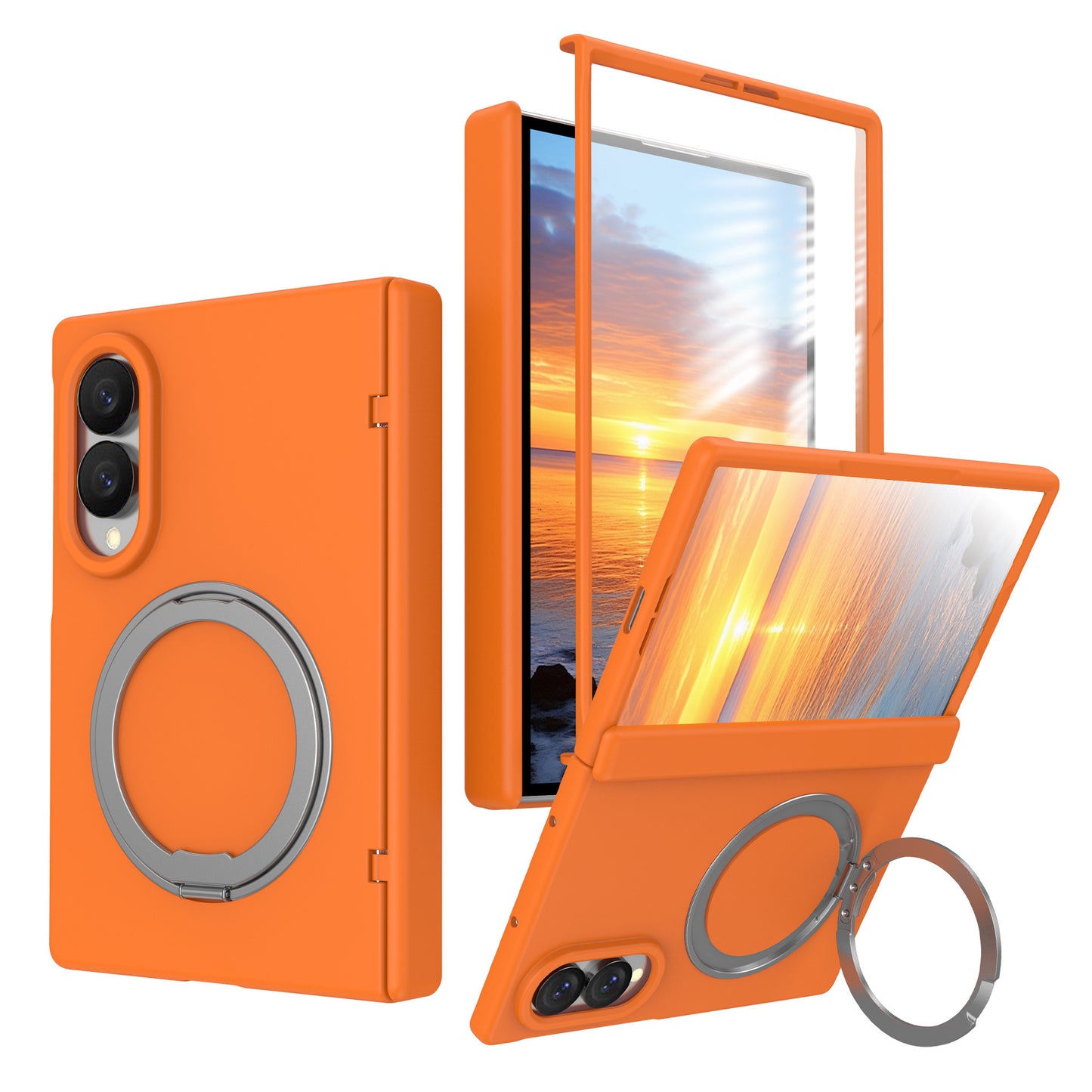 NexTECH® | Full-Cover Magnetic Case with 360° Rotating Ring for Galaxy Z Fold Series
