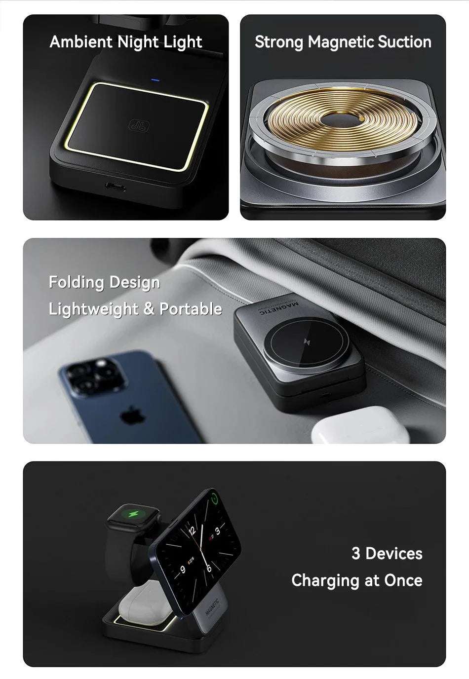 NexTECH® | 3-in-1 Foldable Wireless Charger for MagSafe - NexTECH