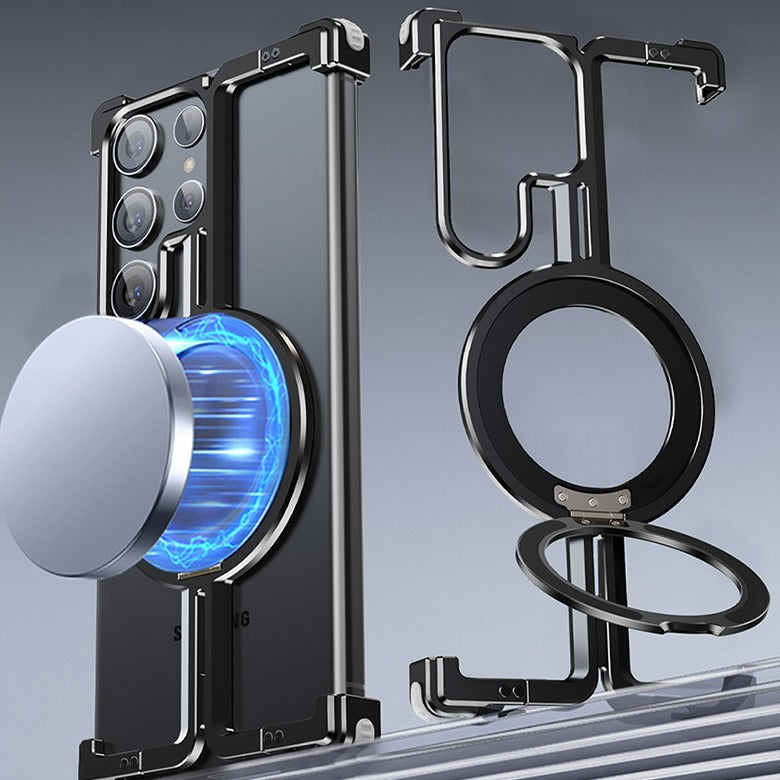 NexTECH® | Bezel-Less Metal Case with Kickstand & Magnetic Back for Samsung