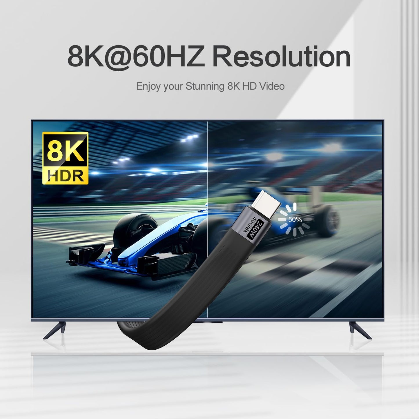 NexTECH® | Thunderbolt USB-C Keychain Fast Charging Cable (240W, 8K, 40Gbps)