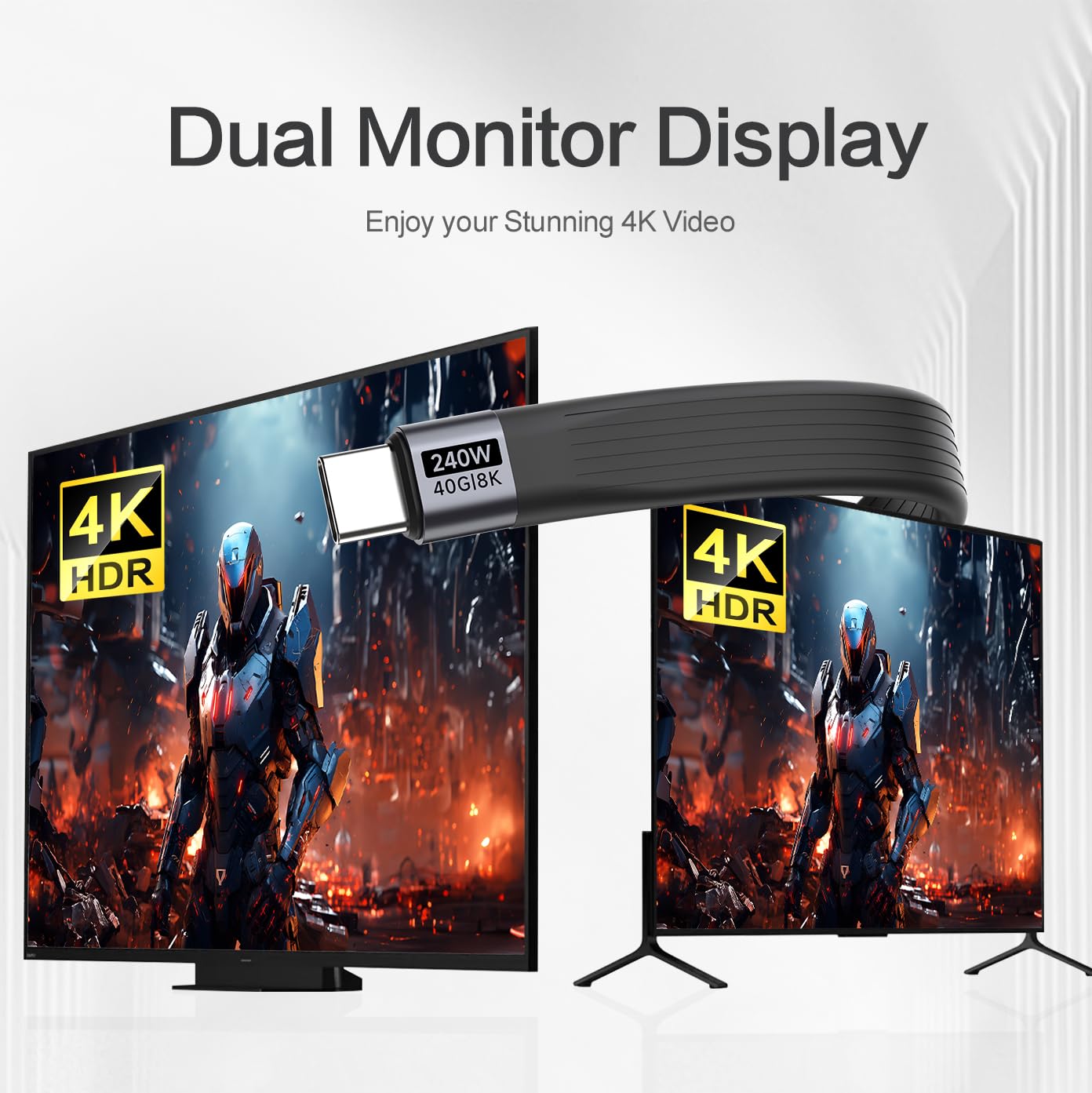 NexTECH® | Thunderbolt USB-C Keychain Fast Charging Cable (240W, 8K, 40Gbps)