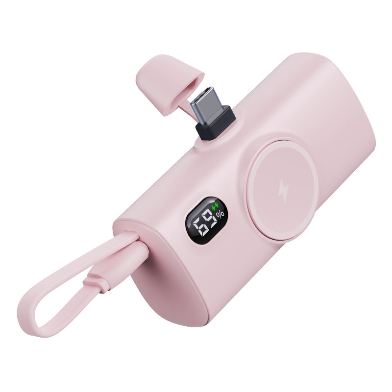 NexTECH® | Mini Capsule Power Bank med Trådløs Ur Oplader
