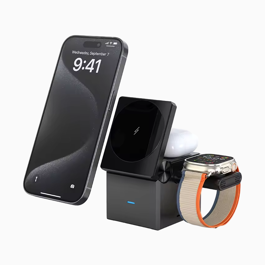 NexTECH® | 3-in-1 Cube MagSafe 15W Foldable Wireless Charger Station