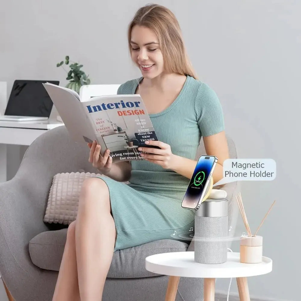 NexTECH® | 3-in-1 MagSafe Wireless Charger with Bluetooth Speaker&Touch Lamp - NexTECH