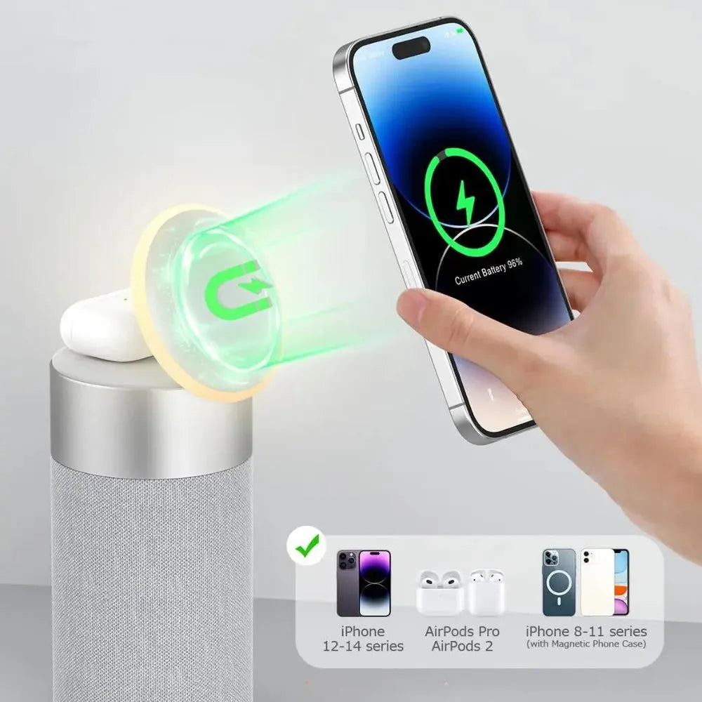 NexTECH® | 3-in-1 MagSafe Wireless Charger with Bluetooth Speaker&Touch Lamp - NexTECH