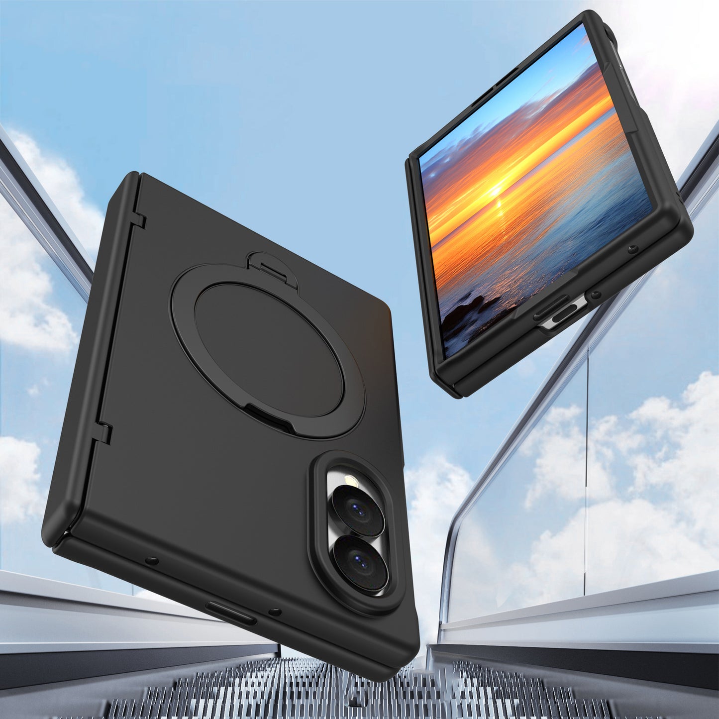 NexTECH® | Full-Cover Magnetic Case with 360° Rotating Ring for Galaxy Z Fold Series