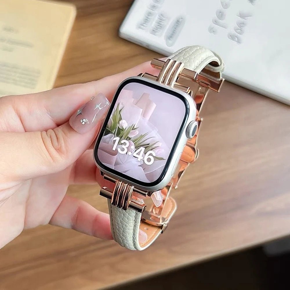 NexTECH® | Women’s Premium Leather Band with Metal Lugs for Apple Watch