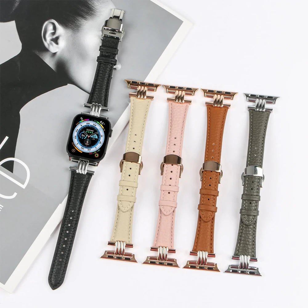 NexTECH® | Women’s Premium Leather Band with Metal Lugs for Apple Watch