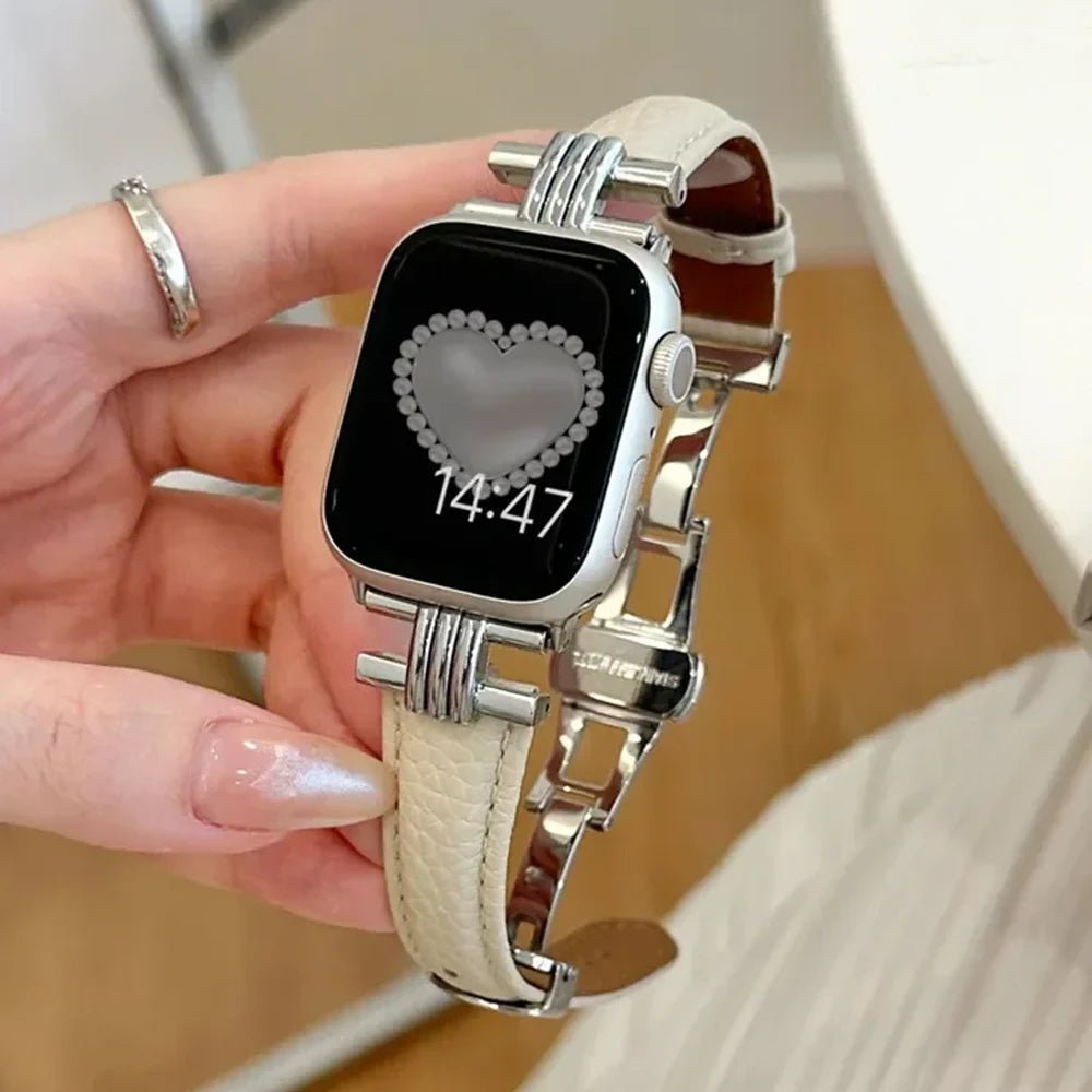 NexTECH® | Women’s Premium Leather Band with Metal Lugs for Apple Watch